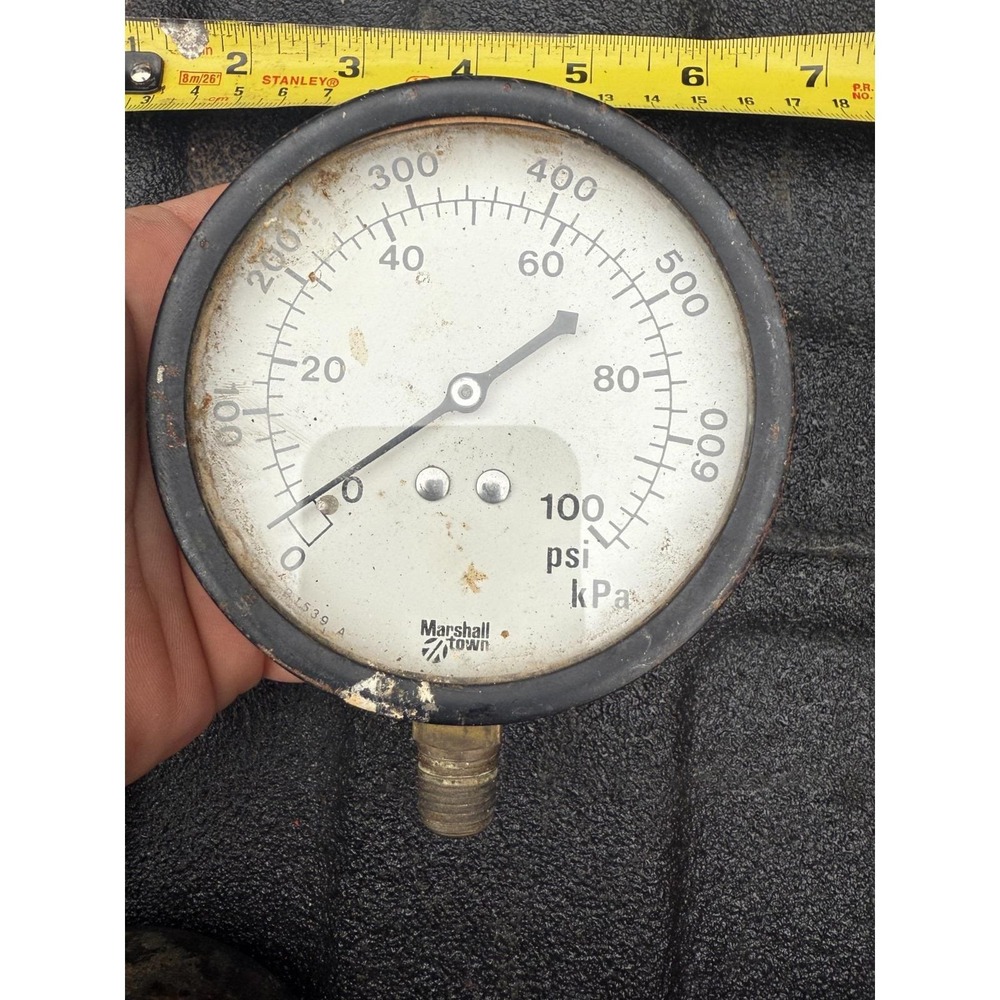 Marshalltown 0–100 PSI kPa Pressure Gauge‎ Industrial Tool Vintage Black Case
